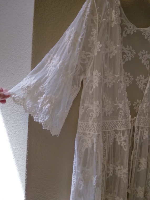 vintage Lace Bridal Robe/ Kimono, Wedding, boudoi… - image 4