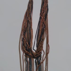 Multi-strand, multi-metal chain link Necklace, Long chain necklace image 3