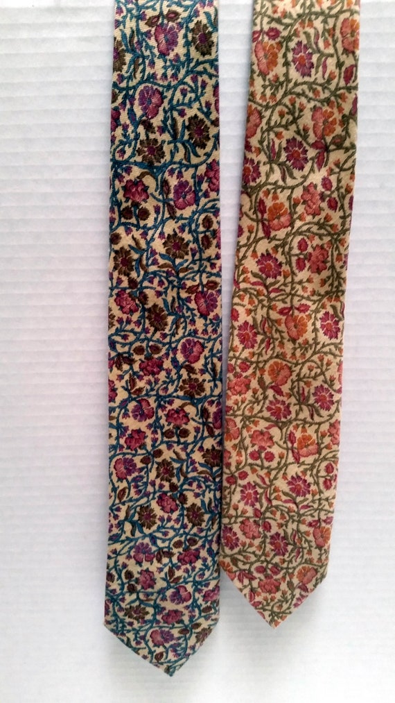 Two Flowered Ties, unisex accessories, vintage ne… - image 7