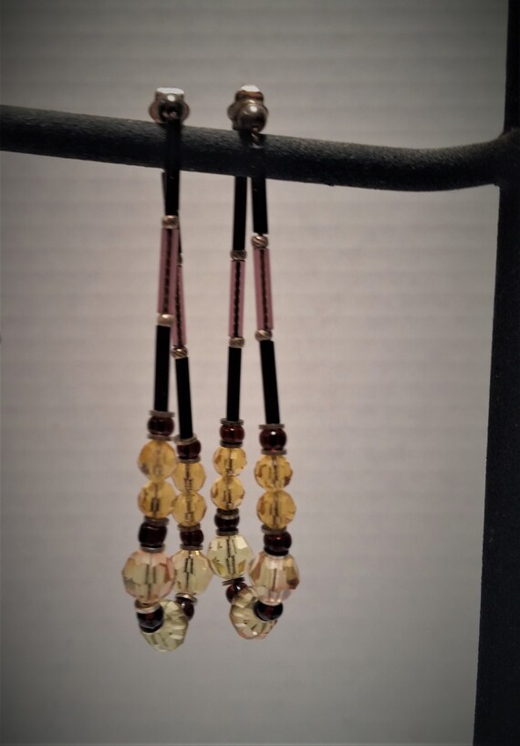 Beaded Dangle Crystal earrings, post earrings - image 4