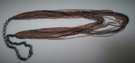 Multi-strand, multi-metal chain link Necklace, Lo… - image 9