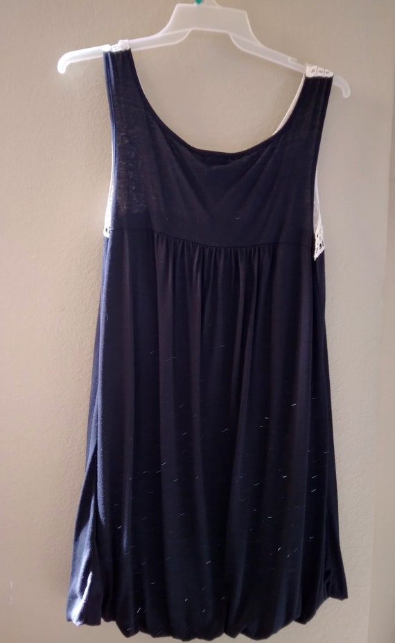 Black sleeveless Dress with ecru open lace yoke, … - image 3