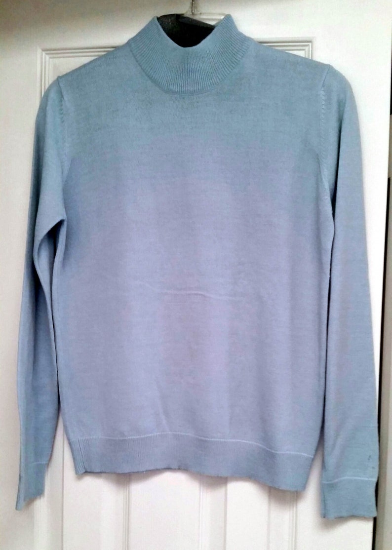 Sweater light Blue Mock Turtleneck Size medium acrylic and | Etsy