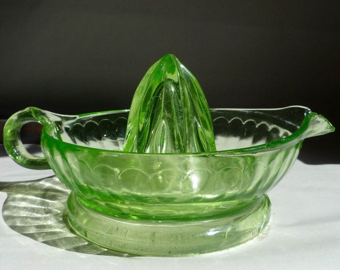 Green Depression Glass Juicer / Reamer, Antique Collectible Etsy