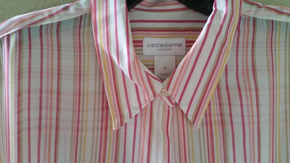 Semi-Sheer Striped Blouse, pinks, Women's size M,… - image 2