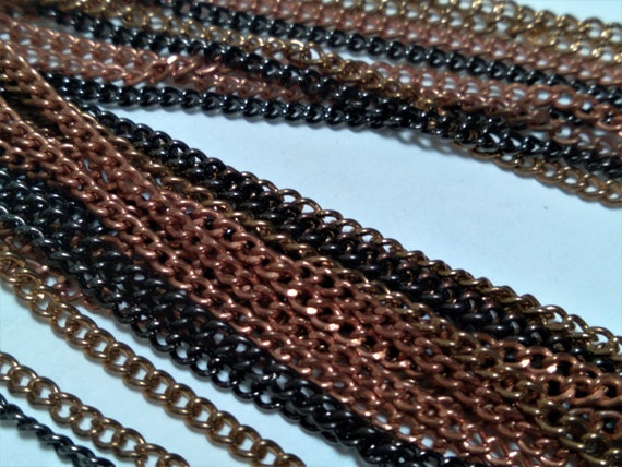 Multi-strand, multi-metal chain link Necklace, Lo… - image 4