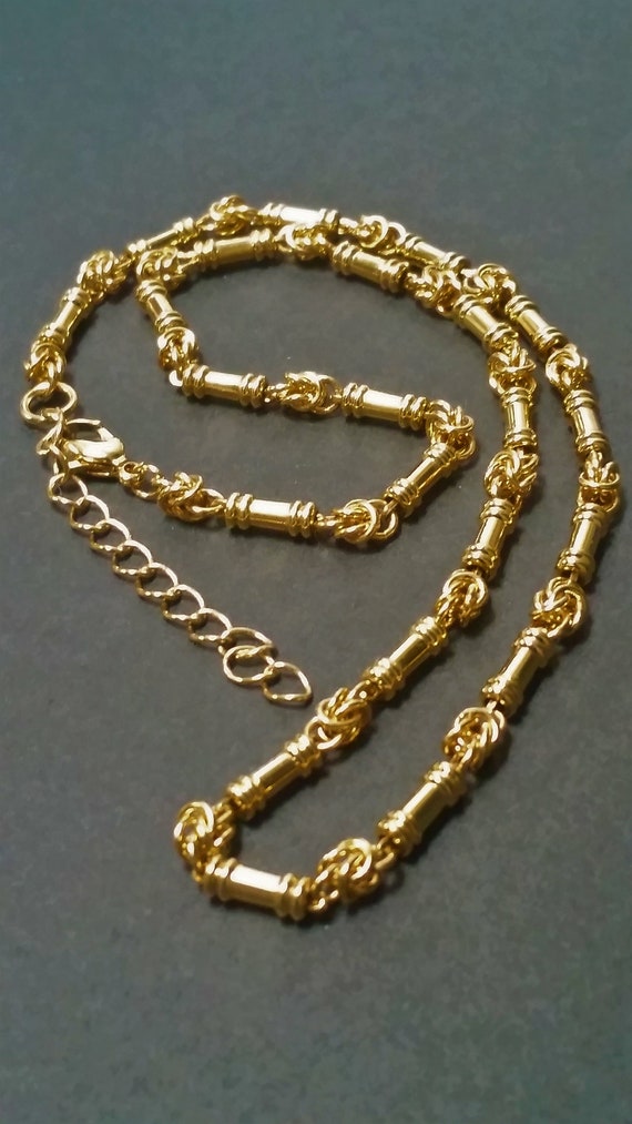 vintage 1990's Goldtone chain NECKLACE with chain… - image 7