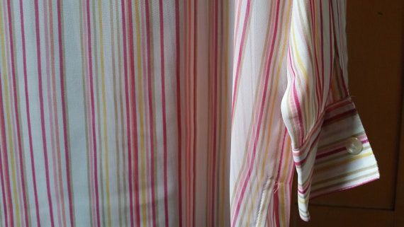 Semi-Sheer Striped Blouse, pinks, Women's size M,… - image 6