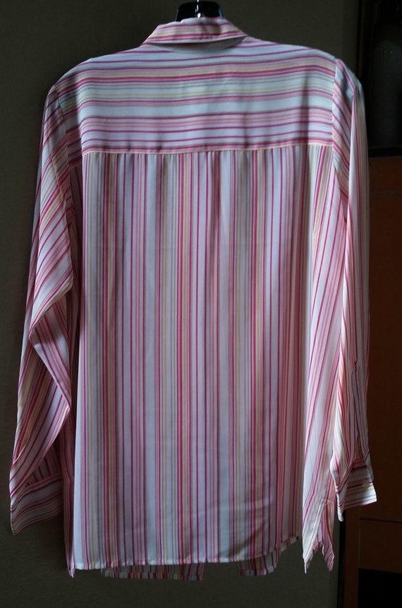 Semi-Sheer Striped Blouse, pinks, Women's size M,… - image 5