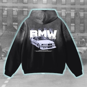 BMW E36 Hoodie, Oversized Car Enthusiast Hoodie, 90s BMW M3 Streetwear, E36 Drift Hoodie, JDM Euro Car Gift, Car Guy Jumper