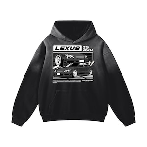 Sudadera extragrande Lexus IS300 – Ropa de calle JDM / Sudadera con capucha 2JZ Car Culture / Jersey unisex inspirado en el drifting