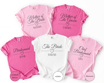 Chemises EVJF avec prénom personnalisé, Chemise EVJF, Chemise de groupe de demoiselles d'honneur, Chemise Team Bride, Chemise Bride Squad
