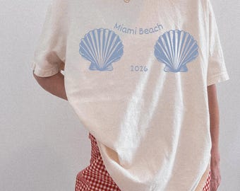 Camiseta Miami Bachelorette Comfort Colors: Camiseta Seashell Coastal