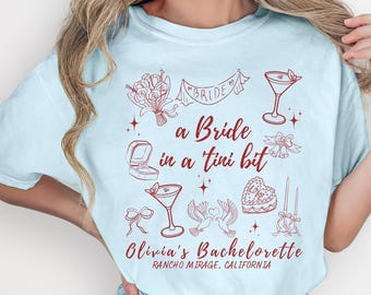Espresso martini vrijgezellenfeest shirts: bruid in een tini-bit, comfortabel kleurenshirt