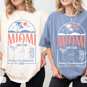 マイアミの独身パーティーシャツ：パーソナライズされたトロピカルビーチパーティーTシャツ