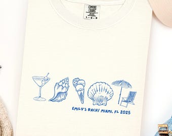 Custom Beach Bachelorette Comfort Colors Tee: Coastal Bride Party Shirt