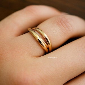 Gold Plated 925 Sterling Silver Rolling Ring: Handmade Spinner Jewelry