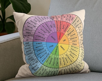 Kids/Teens Feelings Wheel Pillow, Wheel Of Emotions Color Chart, Self Awareness, Therapist Office Decor Gift, Emotions Wheel Pillow Gift