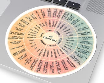 Self-regulation Strategies Feeling Wheel Sticker, Copying Skills Wheel, Emotional Awareness, Counselor Therapist Office Self-Care Gift