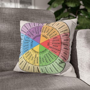Almohada Rueda de Emociones y Sentimientos, Decoración para Consultorio de Terapia, Regalo para Psicólogos, Rueda de Colores Emocionales