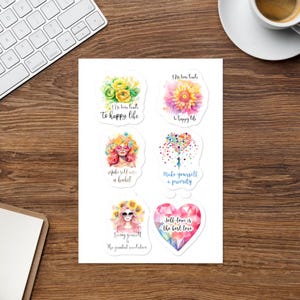Adesivos de afirmação de saúde mental, adesivos brilhantes de amor-próprio, citações motivacionais para diários, laptops, capas de celular, lembretes gentis