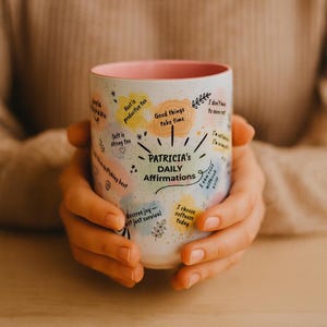 Gepersonaliseerde inspirerende affirmatie koffiemok 15oz, motiverende mok voor persoonlijke groei, cadeau voor vrienden, haar, hem, zelfzorgmok