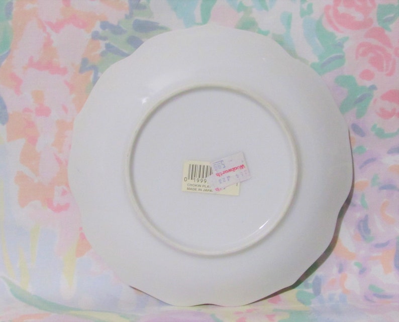 Vintage Kitsch FLAMINGO Florida Souvenir Plate Small 70s Woolworth White Gold Trim Japan