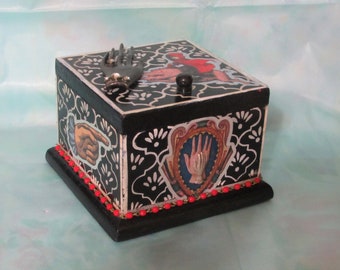 Mixed Media MAGIC BOX Trinket Box Keepsake Box. "When Pigs Fly, Magic Happens"