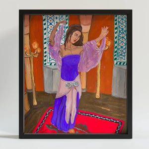 Orientalischer Harem Tanz | Lebendiges Guache-Gemälde einer Frau im osmanischen Palast | Ottoman Harem | Digital Download