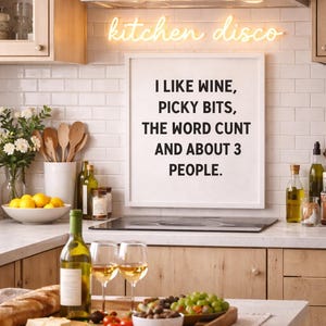 Wein & Picky Bits Poster, Lustige Küche Esszimmer, Wein Liebhaber Geschenk, A4 oder A3 Druck