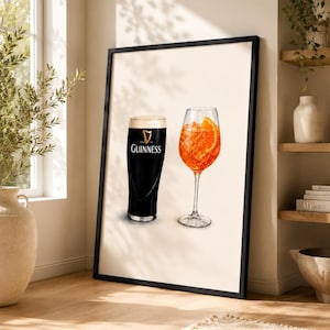 Drink Collection Prints, His & Hers Couple, Home Bar Decor, Beer, Cocktail, Wine Poster Set, Kitchen Wall Art, Couple Gift, Pub Inspired Art