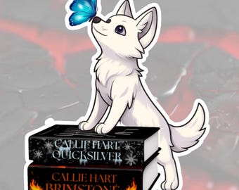 Onyx Little OSHA bookstack – Quicksilver / Brimstone Inspired Sticker | Fantasy Bookish Sticker | Fox & Magic Aesthetic