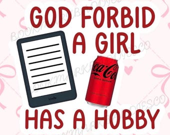 Bookish Kindle Girl Sticker | Diet Coke & Dr Pepper, Glossy or Holographic
