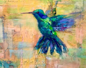 Abstract Hummingbird, Oil Painting Art Print