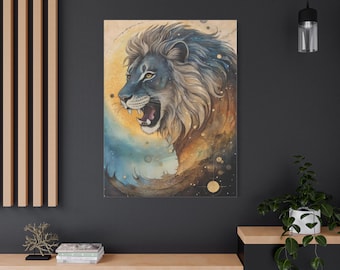 Leo Wall Art Gifts, Horoscope Zodiac Canvas Gift, Leo Birthday, Astrology Lovers Home Decor, Lion Fire Star Sign Print, Gift For Him & Her