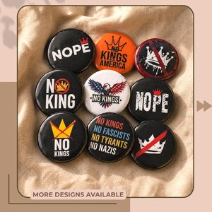 No Kings In America Pin Button, Protest Pinback, Anti Ice Out Badge, Political Trump Activist Patch, Power To People UV Resistant (3 Sizes)