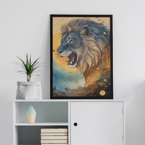 Leo Poster Wall Art Gifts, Horoscope Zodiac Print Gift, Leo Birthday Gift Idea, Astrology Home Decor, Lion Star Sign Print, For Him & Her