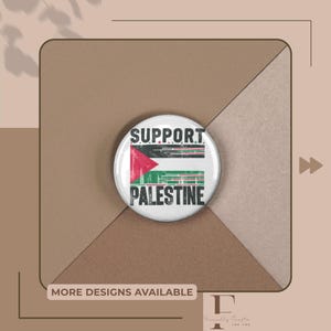 Stöd Palestina-flaggan med UV-resistent framsida och 3 storlekar på märke, Pro Palestina-protestknappset, stå för Gaza och mänskliga rättigheter