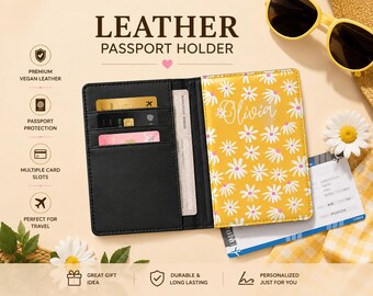 Womens Passport Cover, Personalized Passport Holder For Her, Passport Wallet For Women, Custom Name Passport Holder, Leather Passport Holder