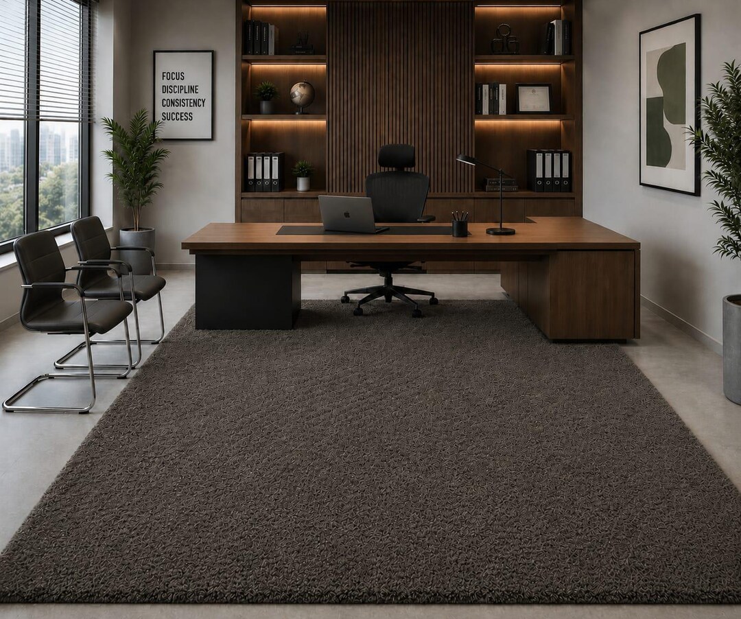 Executive Area Rugs Hand Tufted Charcoal Office Rug, Modern Wool Area Rug, Minimalist ...