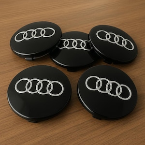 Audi Nabenkappen: schwarz glänzende Nabenkappen, 60 mm, 68 mm, 4er Set