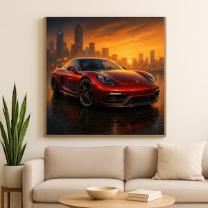 Red Sports Car Print: Modern Automotive Wall Art (Digital Download)