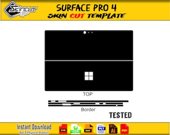 modelo de pele do Surface Pro 4, layout de pele vetorial, cortes de pele, arquivo svg, arquivo de corte de pele Cricut Silhouette do Surface Pro 4