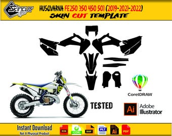 Husqvarna FE250 350 450 501 (2019-2021-2022) Skin vector template file skin die cut layout Husqvarna FE250 350 450 501 2019-2021-2022