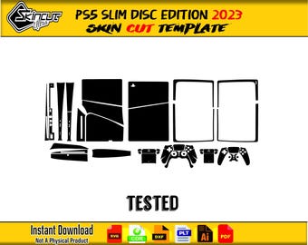 playstation ps5 slim disc edition 2023 Skin Template Vector file template skin die cut Svg Cricut Silhouette PS5 Slim Disc Edition Skin cut