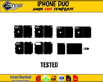 iPhone Duo skin template vector skin layout skin die - iPhone Duo skin cut file - iPhone Duo cut file - iPhone Duo skin template