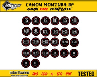 Canon RF mount Caps Skin template vector file skin die cut layout Skin cut file mount