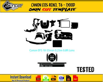 Canon EOS Rebel T6 - 1300D Skin template vector file skin die cut layout
