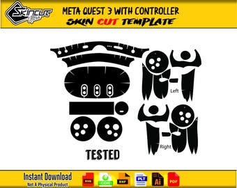 Meta Quest 3 With Controller Skin vector template file skin die cut layout Meta Quest 3 Skin cut file Meta Quest 3 Skin Template