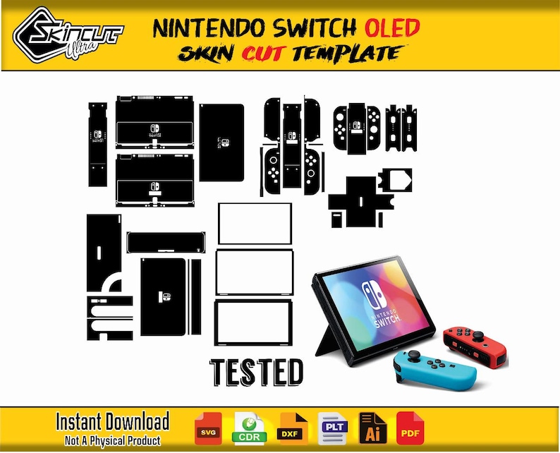 Nintendo Switch Oled Skin Template Vector File Skin Die Cut Layout SVG ...